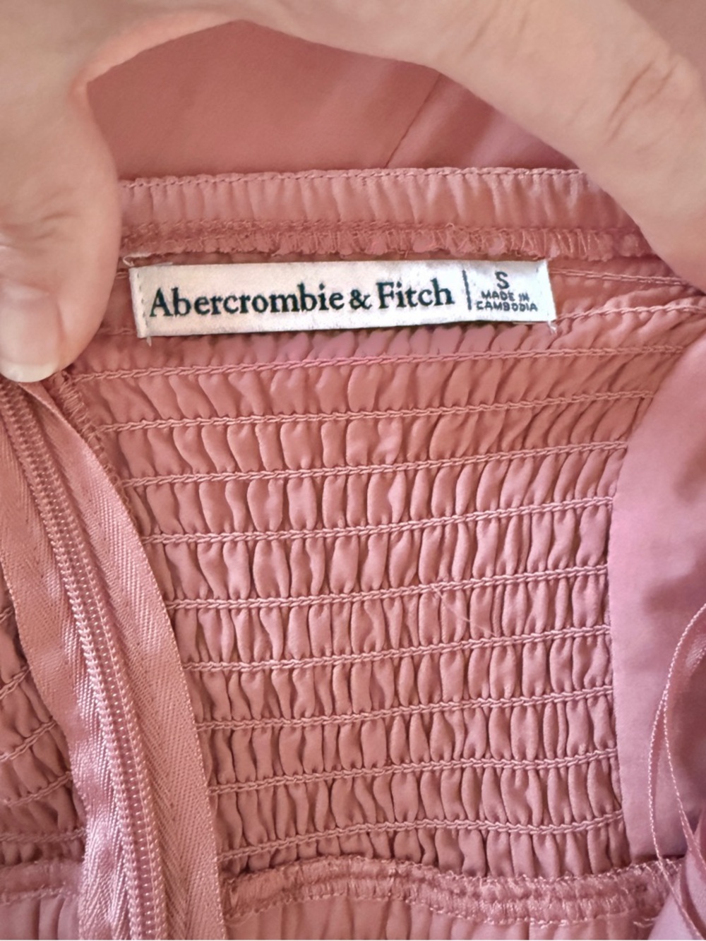 Abercrombie & Fitch Mauve Midi Pink Dress Slit Lined Stretch Back Romantic Small - Picture 11 of 15
